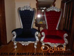 Stilske barokne fotelje,Mladenačke,Tron,NOVO